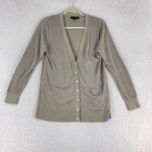 Banana Republic Gold‎ Shimmer Metallic Cardigan Sweater Womens Button-Up Size MP